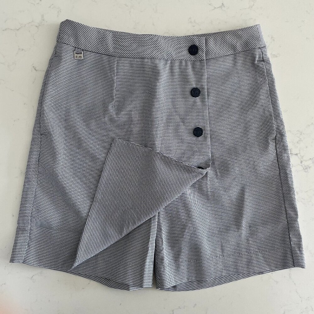 Nivo Benita Houndstooth Print Modern Classic Golf Pickleball Skort Blk Wht Sz 0